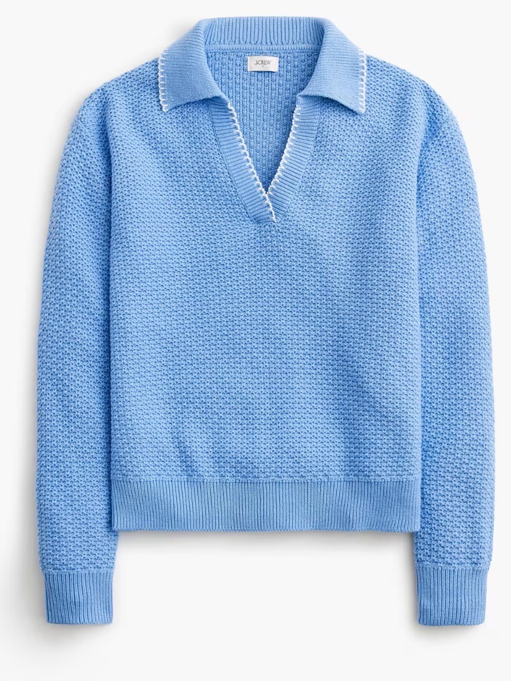 J crew dusty periwinkle Tipped textured sweater-polo